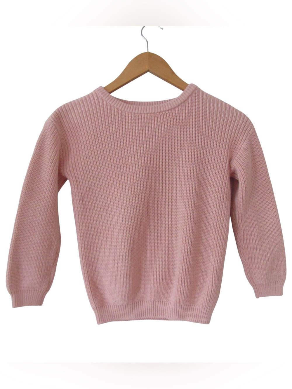 Quince Girls Organic Cotton Fisherman Tunic Sweater 7 Pink Knit Pullover Preppy